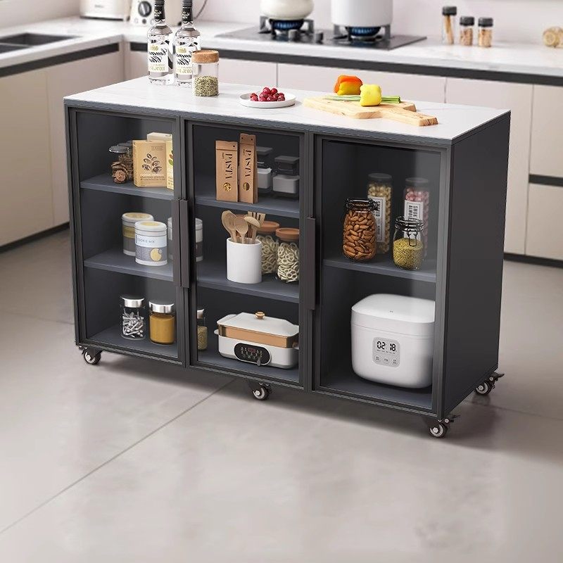 可移动餐边柜子铝合金隔断多层橱柜家用防水防油污厨房岩板置物架