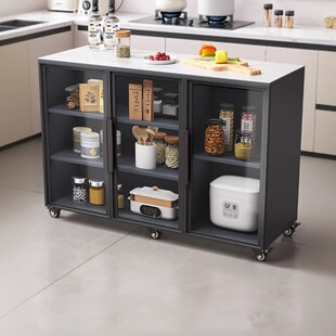 可移动餐边柜子铝合金隔断多层橱柜家用防水防油污厨房岩板置物架
