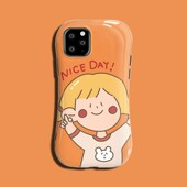 可爱卡通男孩女孩适用 情sixr苹果12手机壳 Phone11pro maxx侣款