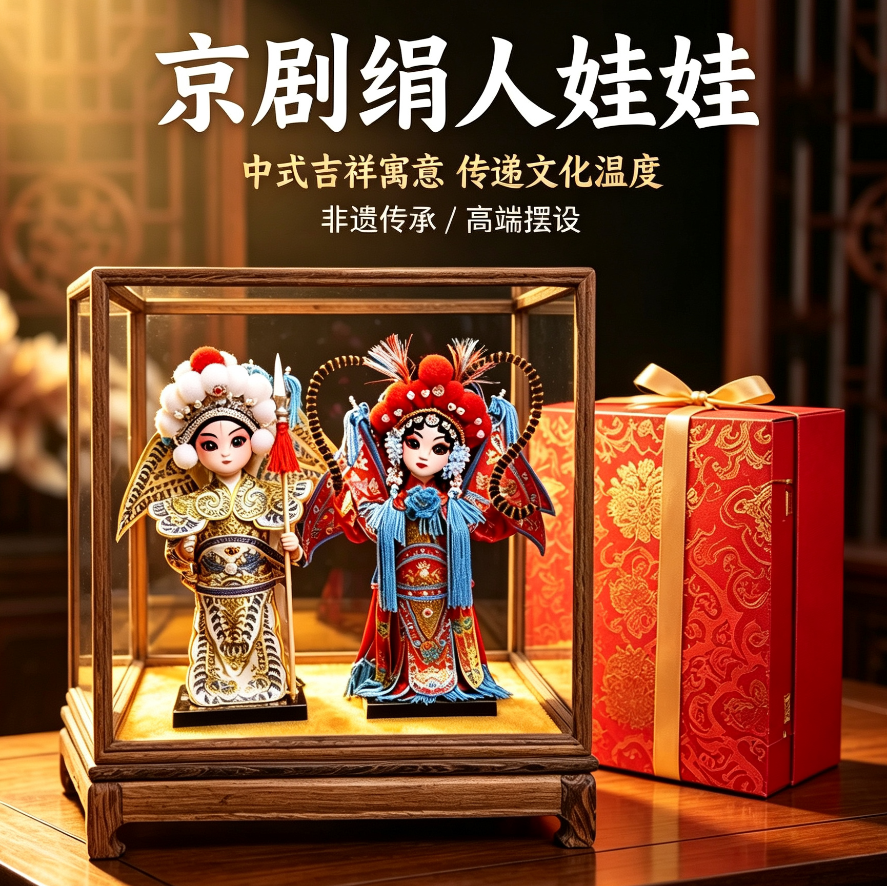 中式京剧绢人娃娃套装中国特色送老外出国礼物结婚手工摆件纪念品