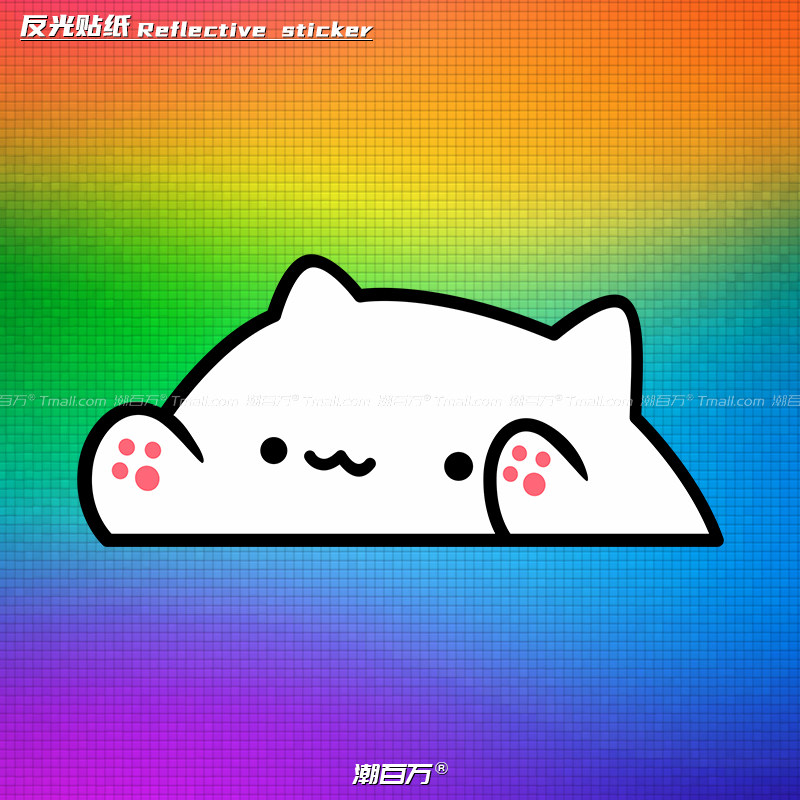 手鼓猫bongo cat表情包卡通车贴可爱萌猫趴窗贴汽车防水反光贴纸