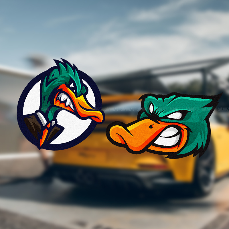 凶恶鸭趣味卡通车贴功夫鸭头创意汽车贴纸涡轮增鸭车身防水反光贴