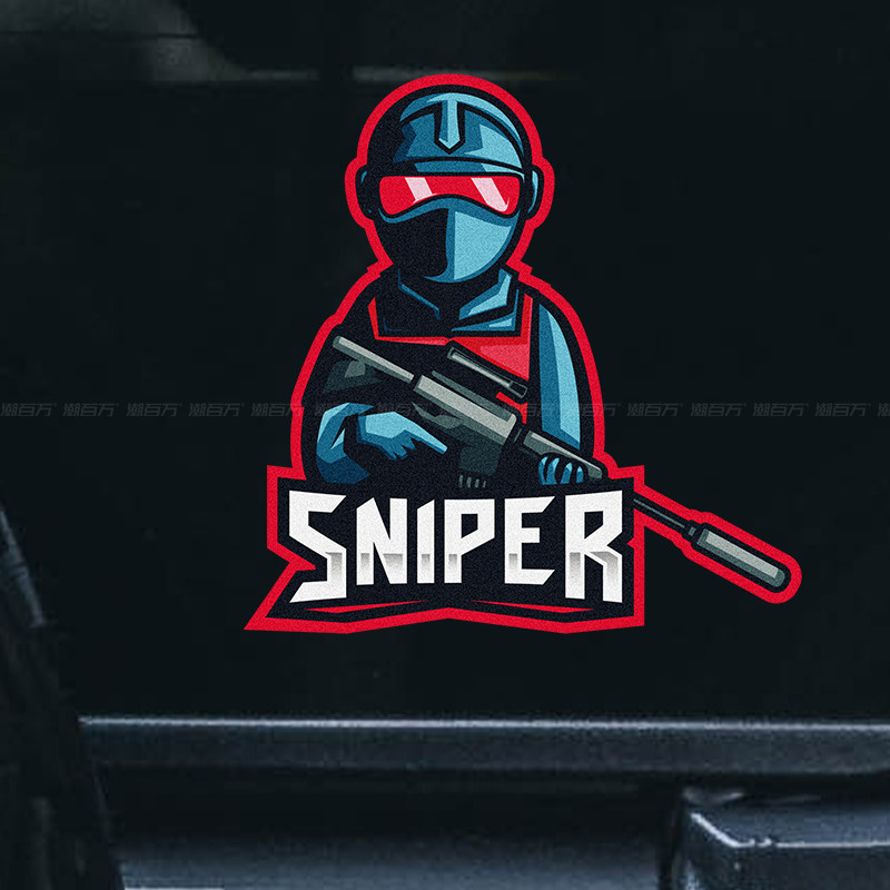 狙击手个性警示标卡通反光车贴jdm汽车摩托电动车贴纸车窗装饰贴