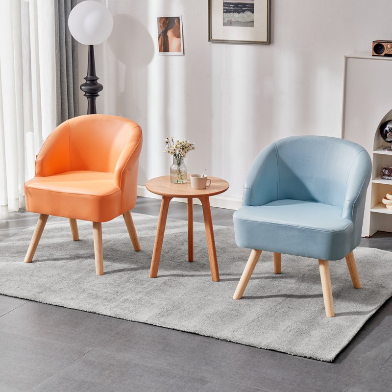 布艺沙发小户型单人椅子实木x家用阳台客厅北欧简约网红梳妆化妆