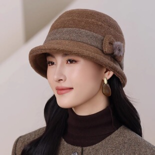 老人家奶奶帽子女款2025新款冬季中老年保暖加厚妈妈盆帽针织毛线
