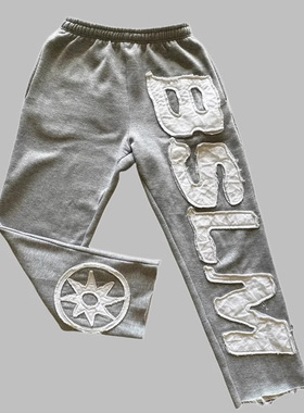 欧美秋冬新款卫衣个性街头风高街嘻哈字母刺绣时尚休闲裤男女同款