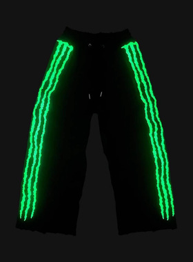 2025年欧美跨境爪子形状嘻哈街头说唱荧光趣味休闲宽松长裤一件批