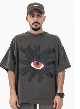 澜海男装2025春夏新品重磅300g全视之眼美式潮牌复古高街短袖T恤