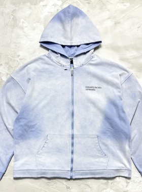 ERD忧郁的富二代美式复古水洗做旧宽松连帽卫衣男女拉链开衫外套