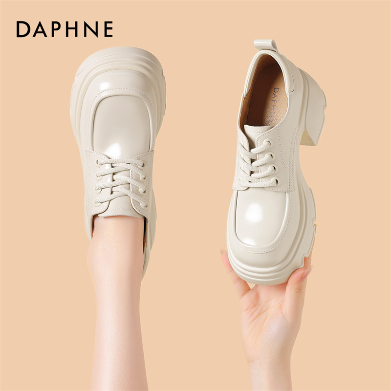 Daphne/达芙妮24款厚底新款系带乐福鞋圆头百搭粗跟春季女鞋单鞋 女鞋 乐福鞋（豆豆鞋） 原图主图