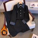 气质拼接显瘦新中式 胖妹妹时尚 Polo领加绒连衣裙两件套 秋冬季 大码