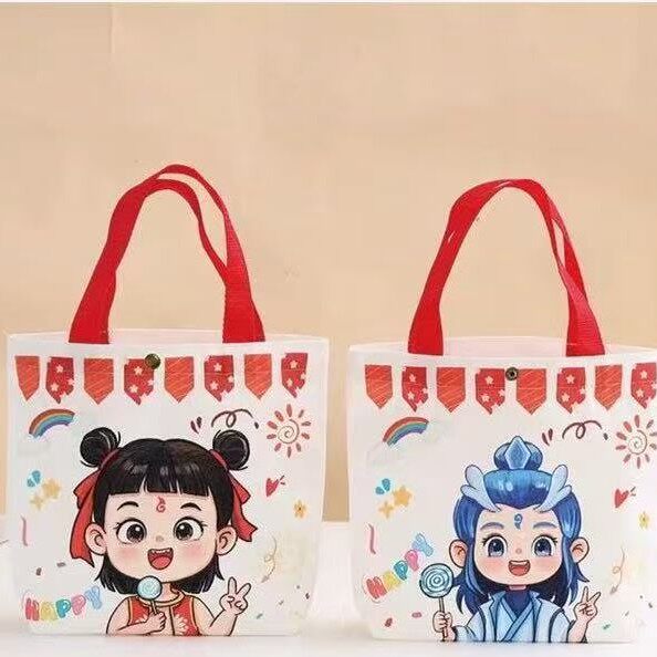 哪吒生日礼品袋儿童卡通帆布袋幼儿园手提袋周岁满月伴手礼袋子
