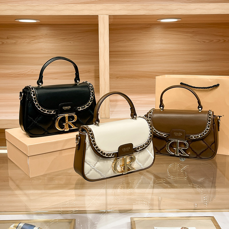 香港正品真皮高级感手提马鞍包包女2024新款小众轻奢单肩斜挎女包