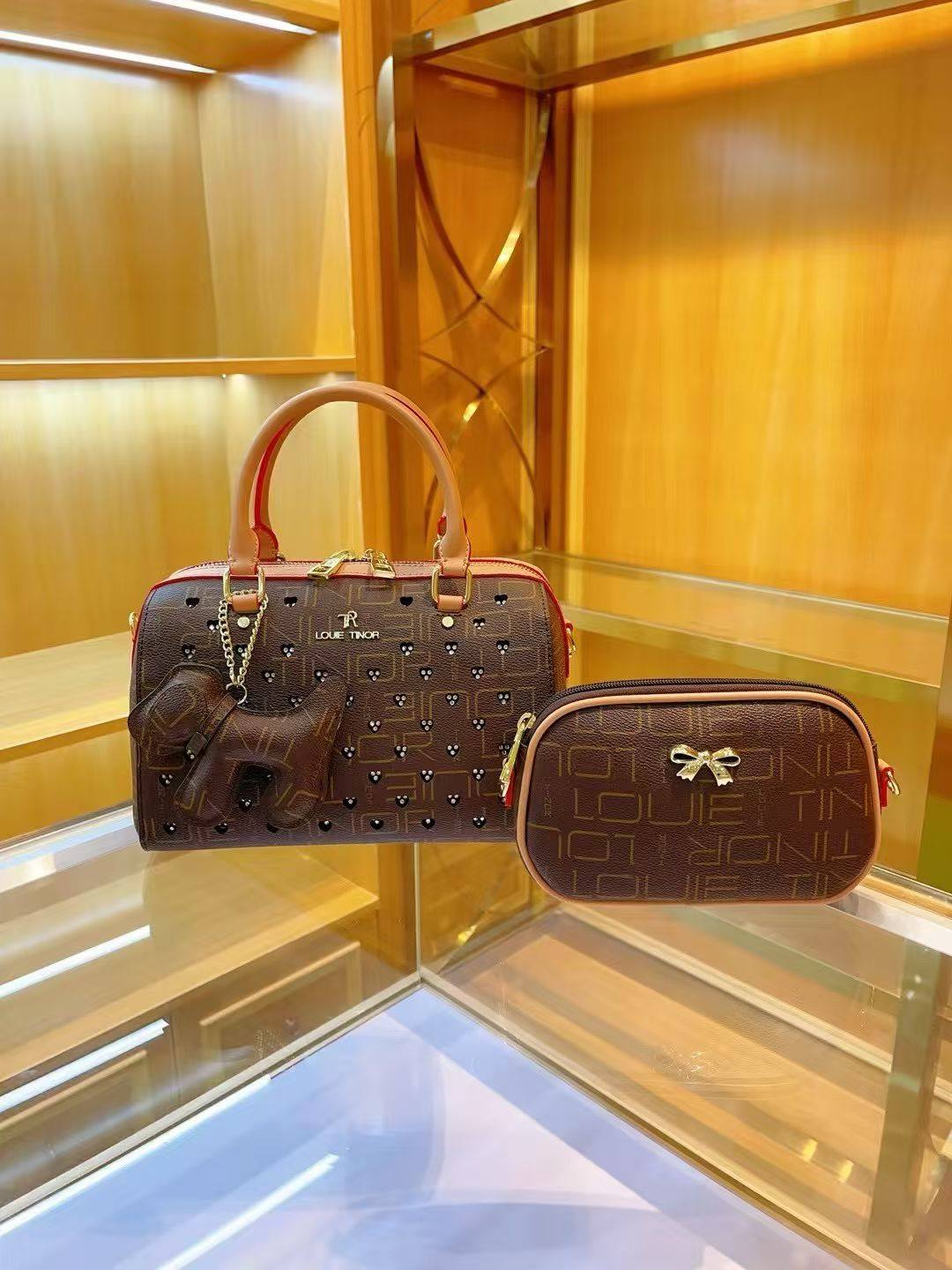 香港正品真皮女包2025新款时尚高级感老花枕头包单肩斜挎手提包包