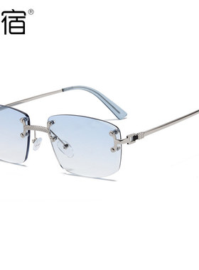 陌宿无框太阳镜渐进变双太阳眼镜