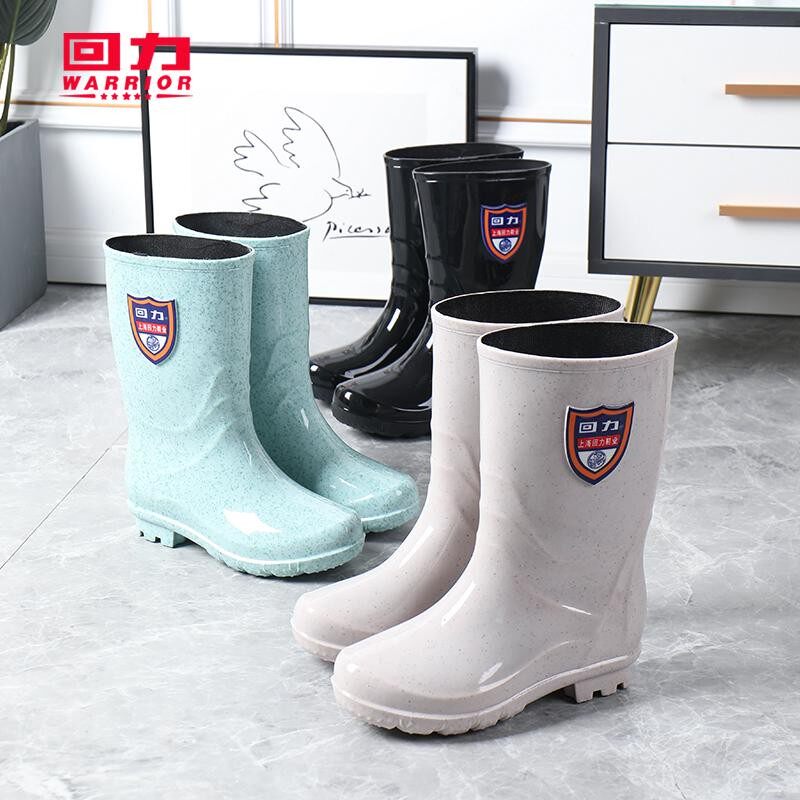 回力中高筒雨鞋女款长筒波点时尚韩版水鞋中高筒雨靴女士水鞋跨境