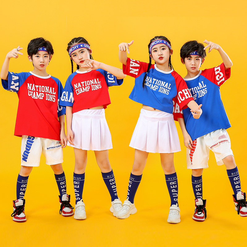 儿童啦啦队演出服小学生运动会男女童幼儿啦啦操表演嘻哈爵士服装