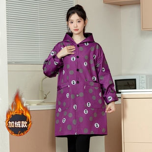 外套工作服 女秋冬时尚 围裙加绒罩衣大人家用厨房防水长袖 2025新款