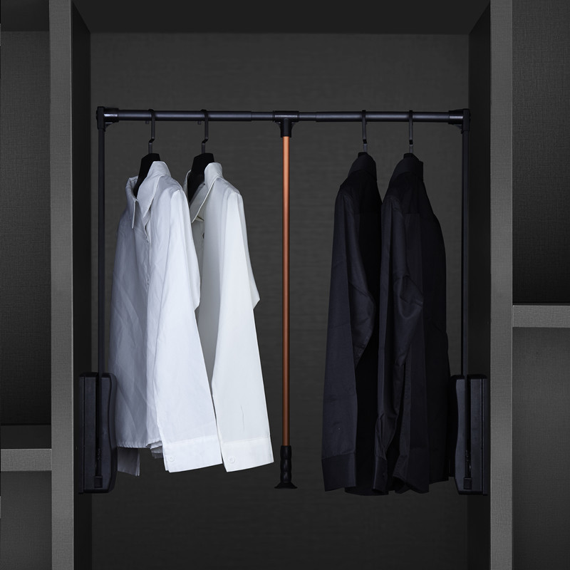 威万事衣柜升降挂衣杆衣帽间伸缩缓冲衣架杆衣橱下拉式挂衣杆