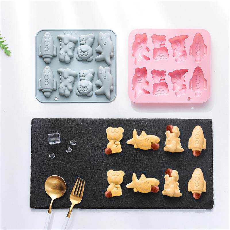 新品 8连鲨鱼火箭等造型香肠热狗面包制作硅胶烤盘模具夹心蛋糕模