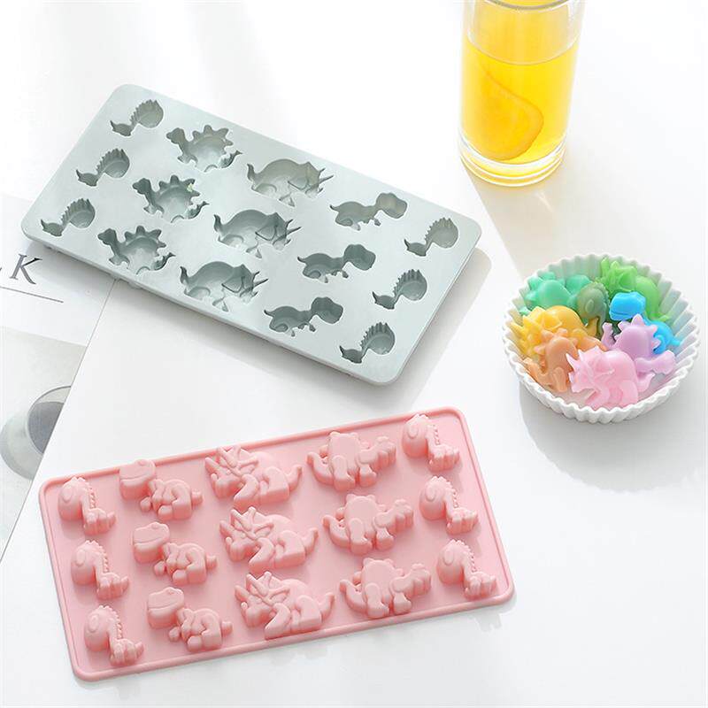 新品 15连恐龙硅胶巧克力模具 冰块软糖模 diy香薰石膏模 易脱模