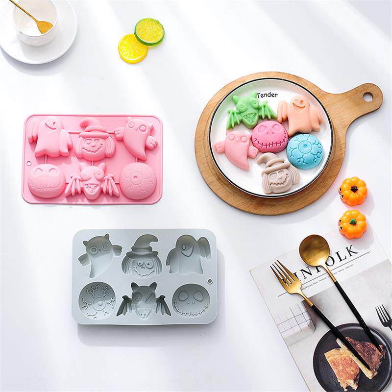 新品 6连万圣节主题硅胶模具烘焙巧克力滴胶鬼节礼品DIY蛋糕模具