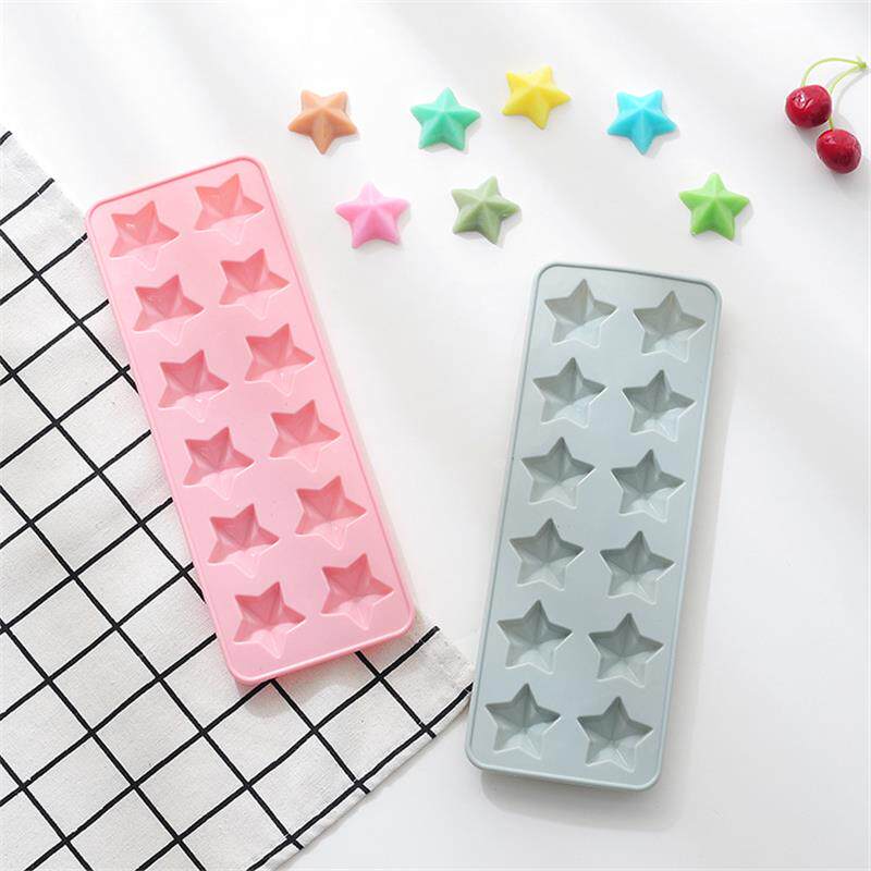 新品 创意12孔五角星巧克力硅胶模具冰格模 蛋糕模糖果手工皂模具