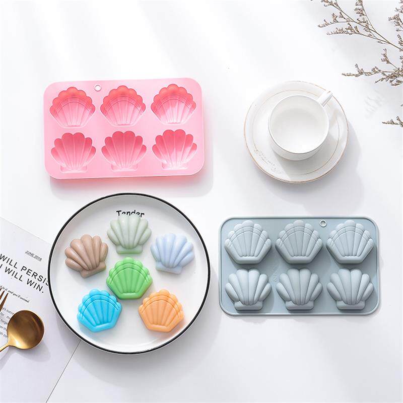新品 6连贝壳慕斯玛德琳饼干烘焙模具仙贝巧克力蛋糕模具硅胶烤盘