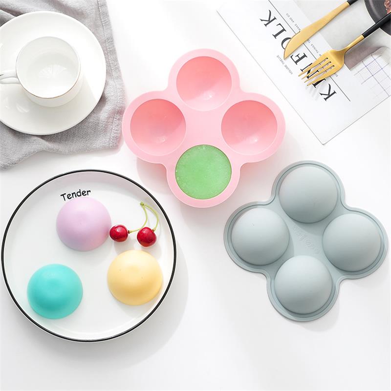 新品 硅胶4连小半圆形球体蛋糕模 半圆形烤盘 DIY烘焙工具