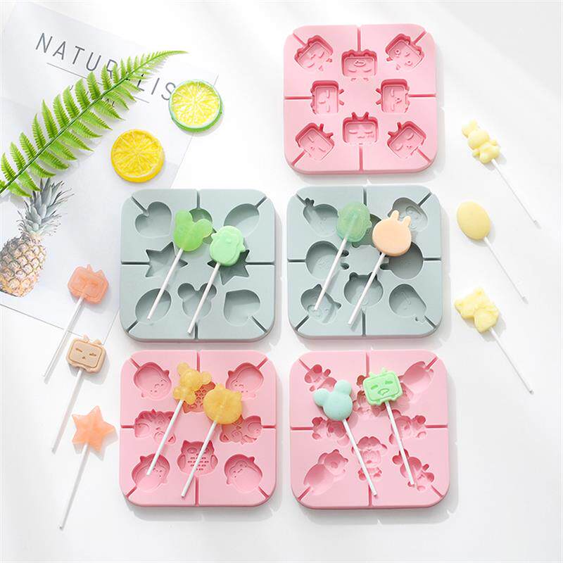 新品 手工巧克力棒棒糖模具硅胶儿童卡通diy自制家用软糖果模具