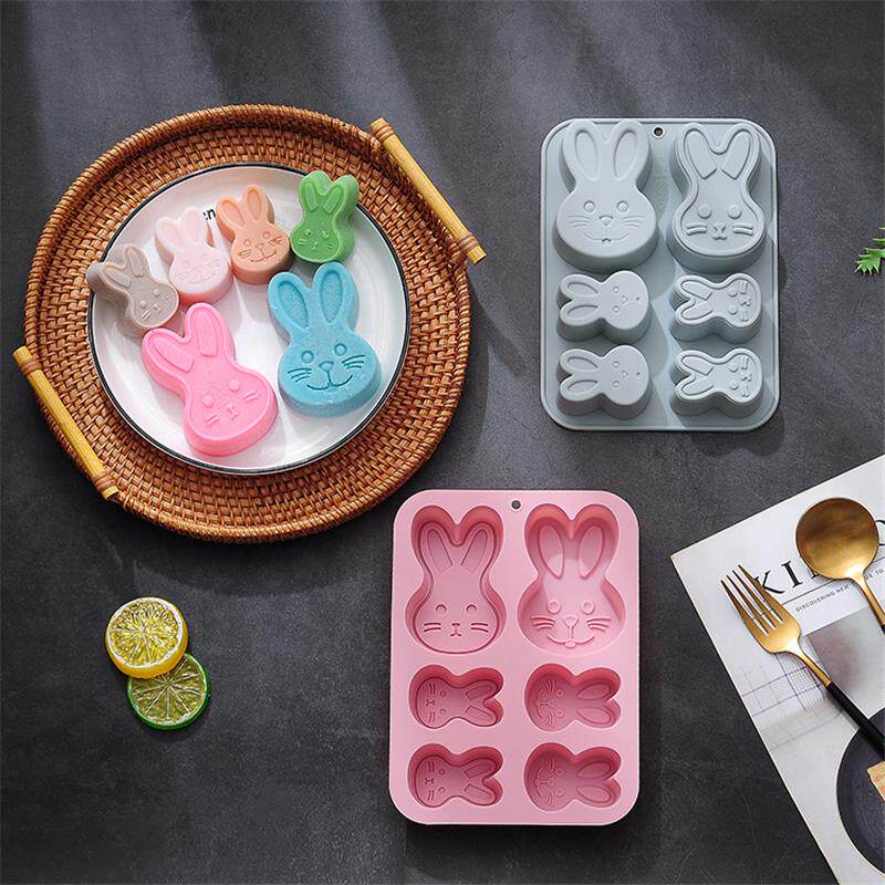 新品 6连2种不同大小兔子造型硅胶蛋糕模具辅食制作模具烘焙工具