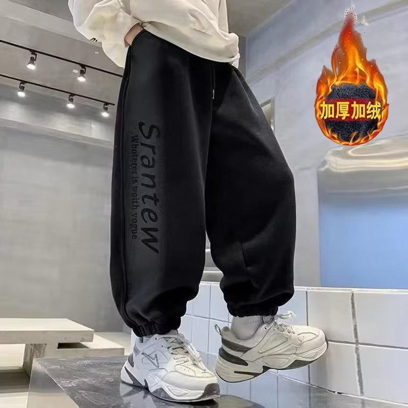 儿童装男童裤子春秋款2025新款卫裤中大童运动冬装加绒加厚保暖棉