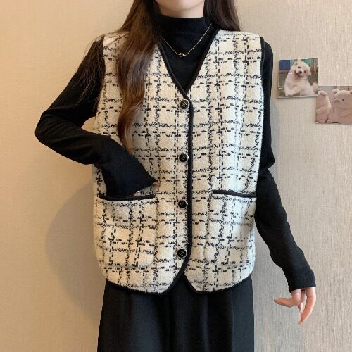 法式小香风水貂绒马甲坎肩外套女马夹