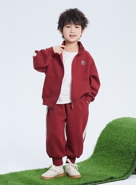 男童秋装套装春秋儿童秋季运动服2025秋冬小少爷男孩初秋红色酷帅