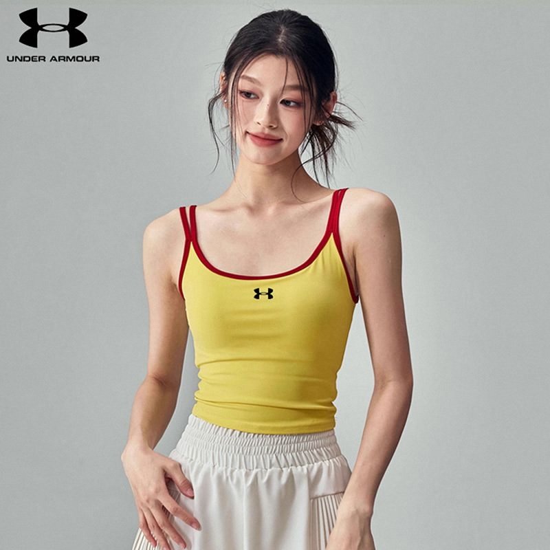 安德玛运动背心女普拉提健身吊带跑步训练防震聚拢带胸垫瑜伽内衣