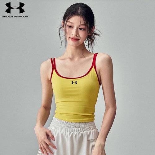 安德玛运动背心女普拉提健身吊带跑步训练防震聚拢带胸垫瑜伽内衣