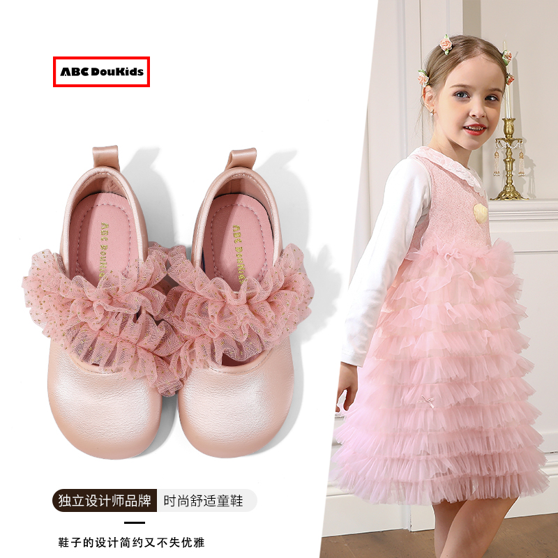 儿童网纱魔术贴皮鞋时尚演出鞋