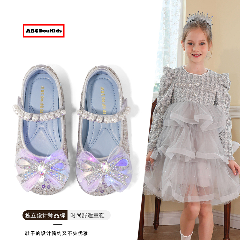 儿童闪亮公主鞋时尚灯光鞋