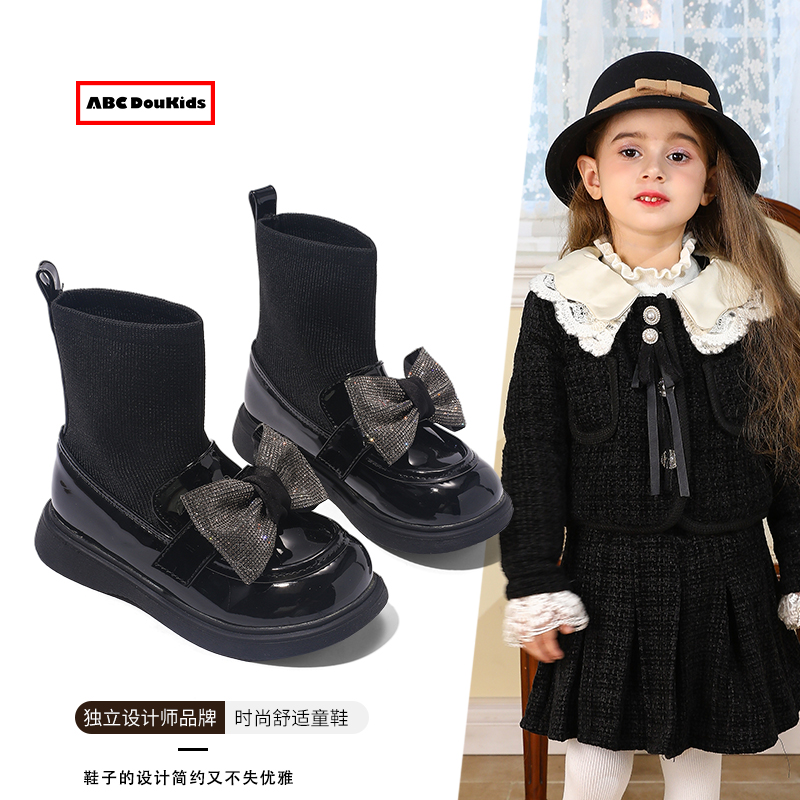 女童靴子蝴蝶结洋气小女孩公主靴