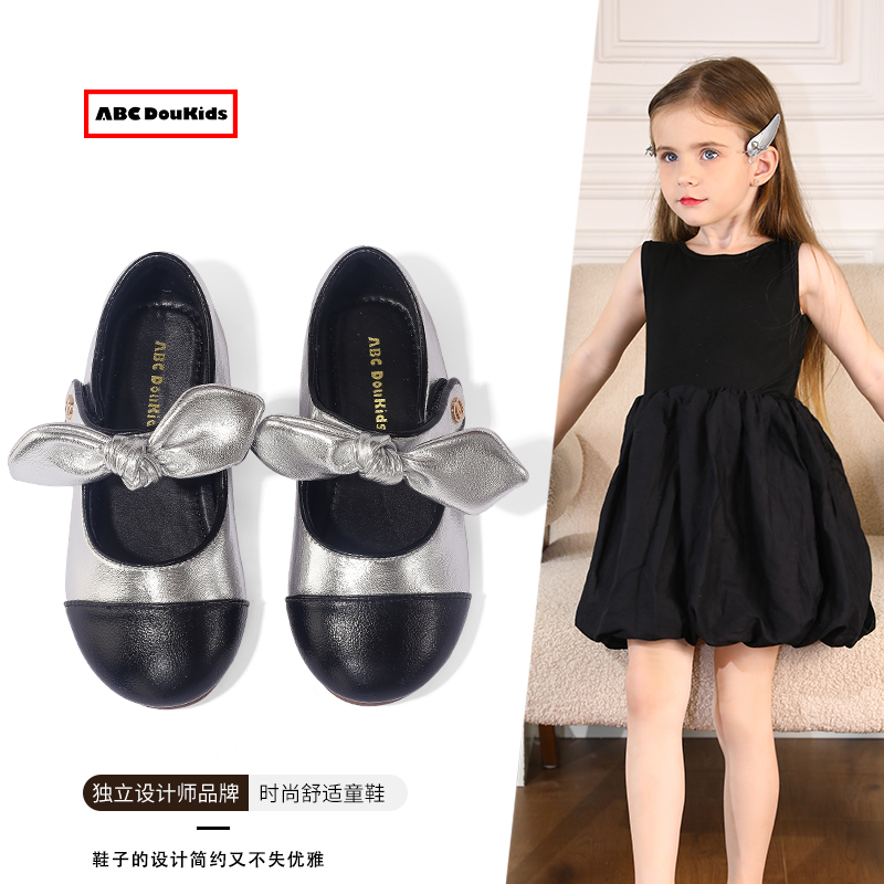 女童皮鞋儿童小香风蝴蝶结公主鞋