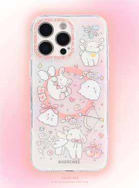KOERCASE 白绵羊小幽灵磁吸手机壳可爱甜美少女心 卡通插画原创意涂鸦小众适用苹果16iPhone15ProMax14Pro17