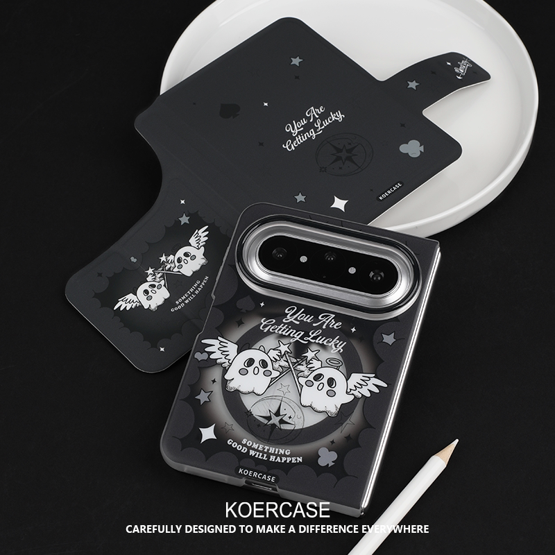KOERCASE可拆卸翻盖封面屏幕保护小众原创好幸运降临小幽灵磁吸手机壳适用华为Pura X Max折叠屏典藏版保护套