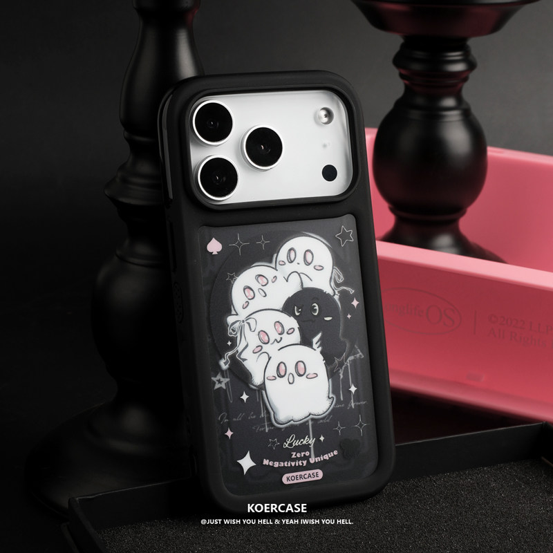 KOERCASE 愤怒小幽灵表情包手机壳磁吸黑边框呆 卡通插画原创意涂鸦小众适用苹果16iPhone15ProMax14Pro17Air,3C数码配件,手机保护套/壳,淘宝优惠券,粉丝福利购,淘宝优惠卷