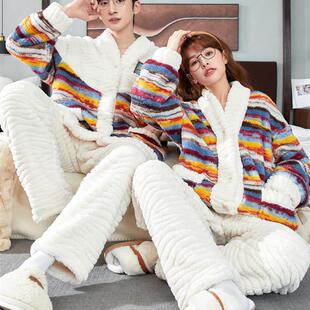套装 家装 珊瑚丝绒高档大号加厚丝绒男式 2025秋冬情侣睡衣女式
