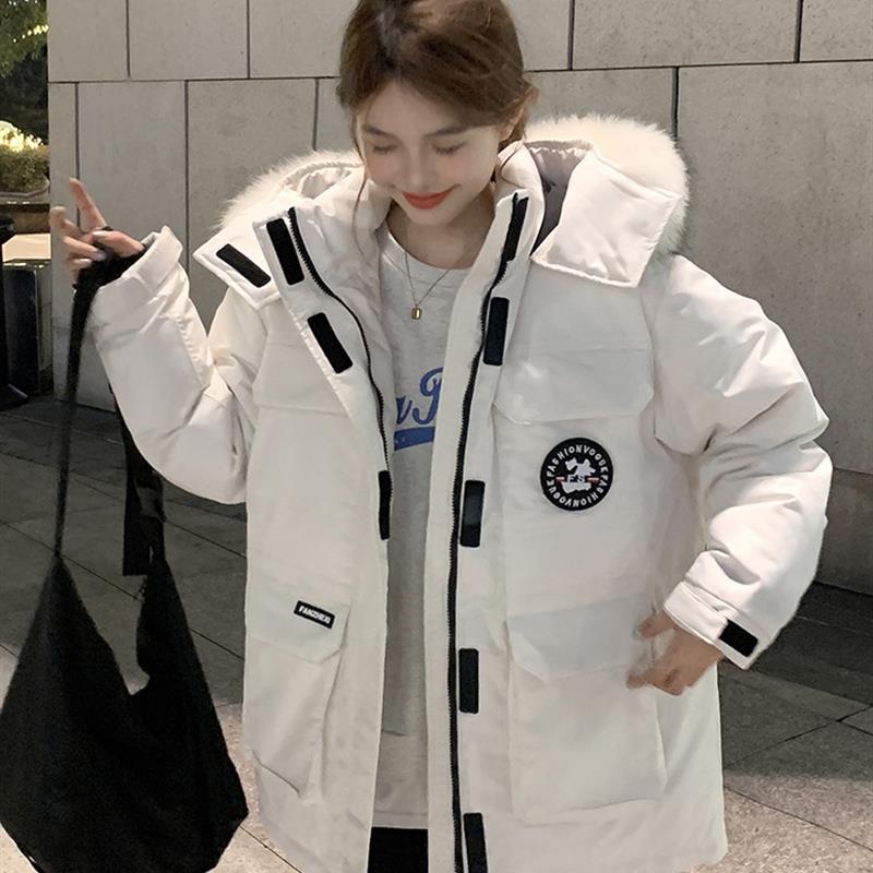 2024冬季新款收腰羽绒棉服女工装中长款加厚宽松棉衣外套爆款棉袄