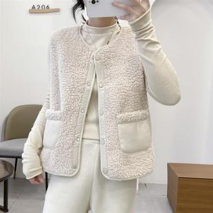 背心马夹秋冬季 羊羔毛2024新款 网红马甲外套女皮毛绒一体外穿无袖