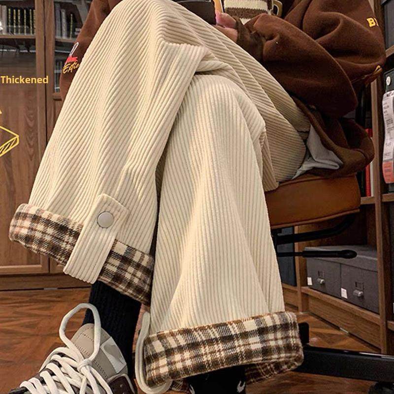 胖mm女大码灯芯绒格子秋冬季新款加厚加绒裤子女休闲棉裤阔腿工装,女装/女士精品,休闲裤,淘宝优惠券,粉丝福利购,淘宝优惠卷