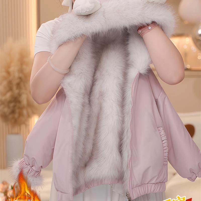 女童两面穿派克服外套2025新款秋冬加绒加厚棉服时髦毛毛衣彷皮草,童装/婴儿装/亲子装,普通外套,淘宝优惠券,粉丝福利购,淘宝优惠卷