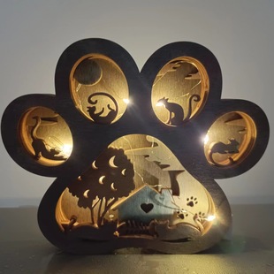 北美森林动物家居桌面摆件猫爪木制雕刻工艺创意装饰木质礼物礼品