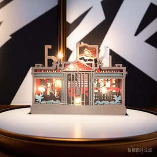 北美森林动物家居装饰木质摆件工艺品创意白宫木制镂空雕刻桌面款